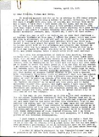 Letter from Georgios Mylonas to Norman Weinstein