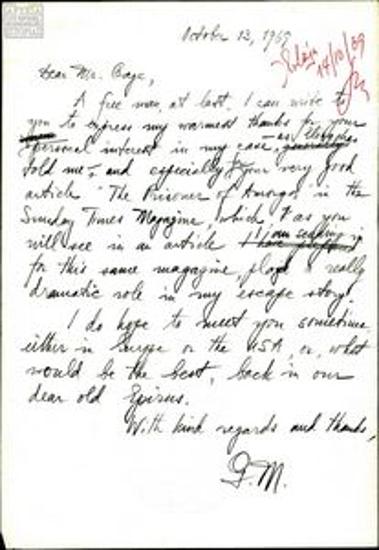 Letters from Nicholas Gage to Georgios Mylonas