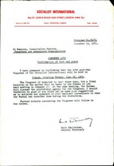Εγκύκλιοι της Σοσιαλιστικής Διεθνούς