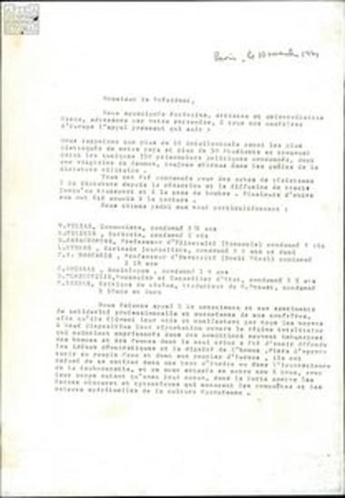 Letters and text about the organisation of the anti-dictatorship struggle