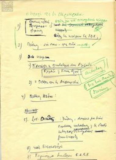 Notes, possibly from a meeting of Socialist Democratic Union (SDE) members