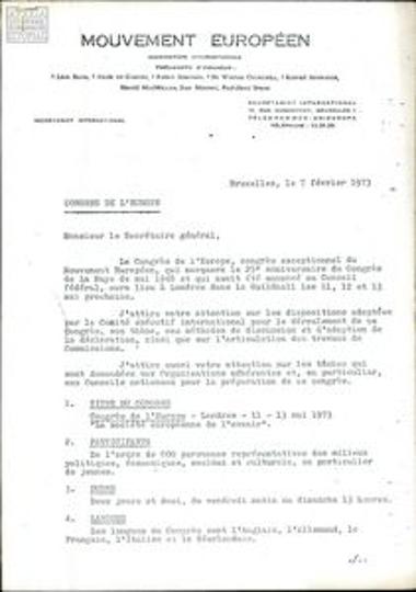 Αλληλογραφία σχετική με το Συνέδριο της Ευρώπης