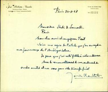 Letter from Jose Ballester-Coxalvo to Stratis Someritis