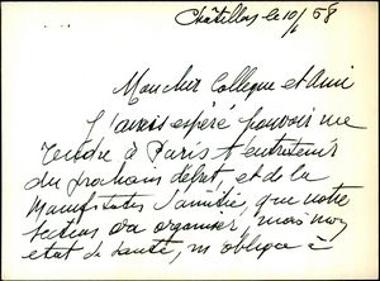 Correspondence of A. Dret, president of the Section de Chatillon (Seine) of the French Human Rights League, with S. Someritis