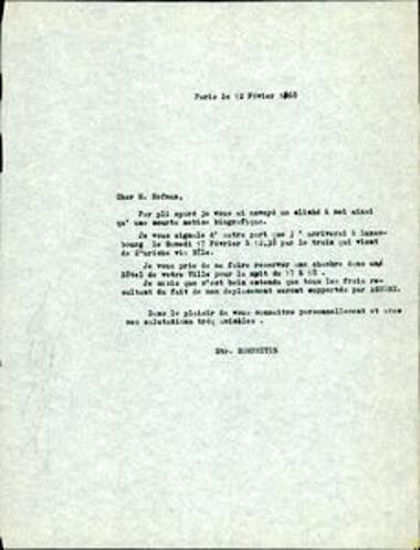 Correspondence between Stratis Someritis and André Hoffmann