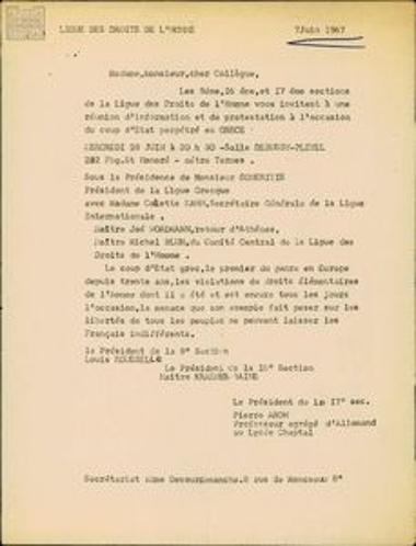 Speech by S. Someritis about the coup in Greece