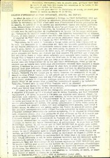News bulletin by the Panhellenic Anti-dictatorship Front (PAM) in French