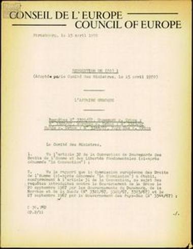 Resolution DH (70) 1