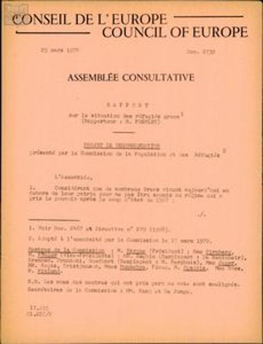 Rapport sur la situation des réfugiés grecs