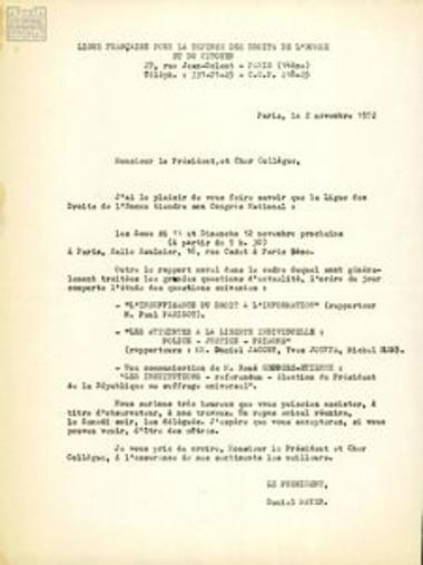 56ο Εθνικό Συνέδριο της Ligue Française pour la Defense des Droits de l'Homme et du Citoyen