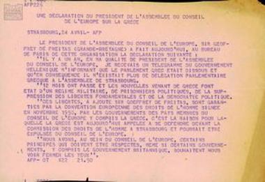 Press clipping, telegram