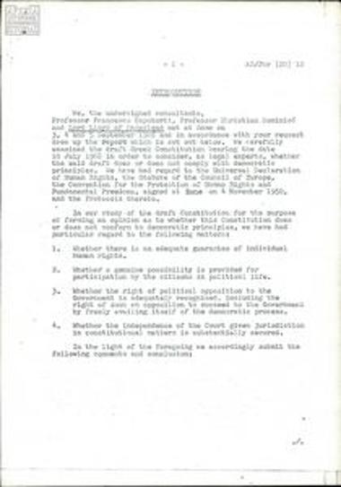 Σπάραγμα έκθεσης σχετικά με τη δημοκρατικότητα των άρθρων του Συντάγματος του 1968