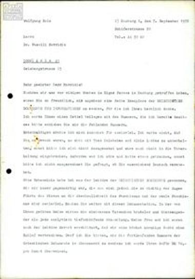 Correspondence regarding the periodical Griechische Dokumente