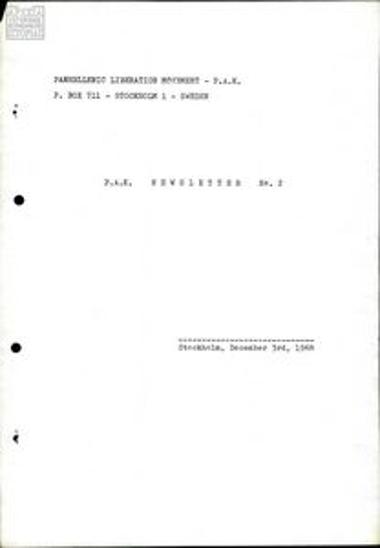 Statements and press releases by the Panhellenic Liberation Movement (PAK)