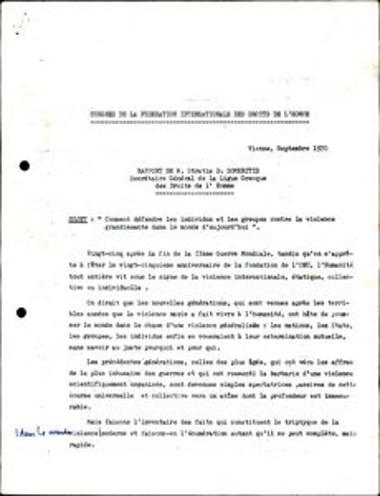 Congress of the International Federation for Human Rights (FIDH): Report, decision draft