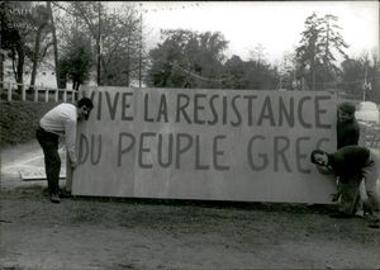 Photograph from a protest against the Junta in France