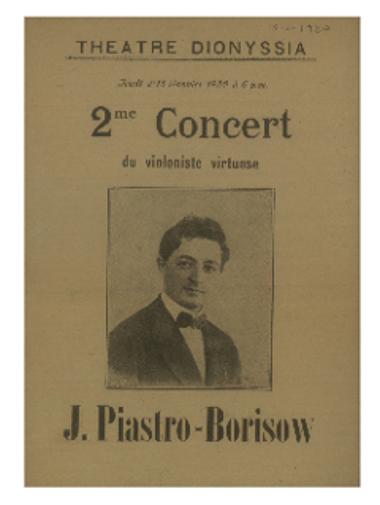 2me Concert du violoniste virtuose J. Piastro-Borisow