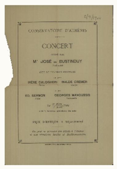 Concert donne par Mr Jose de Bustinduy
