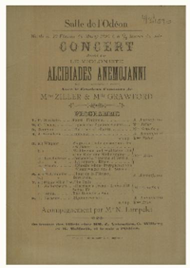 Concert donne par le violoniste Alcibiades Anemojanni