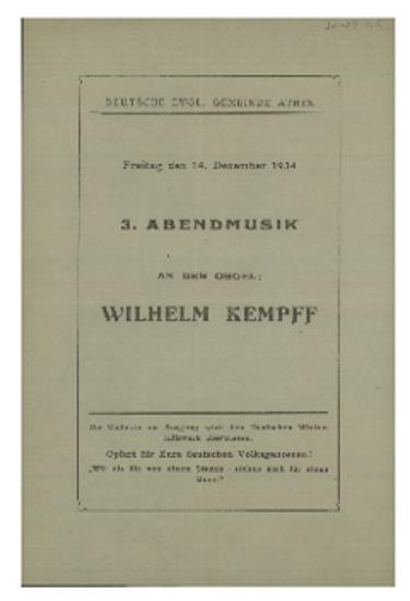 Abendmusik an der orgel : Wilhelm Kempff
