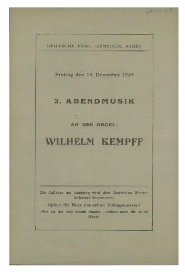 Abendmusik an der orgel : Wilhelm Kempff