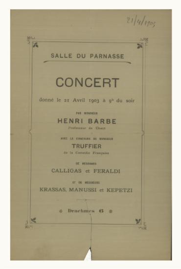 Concert par monsieur Henri Barbe