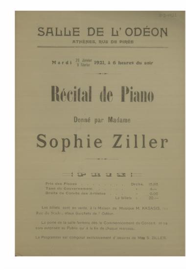 Recital de piano donne par Madame Sophie Ziller