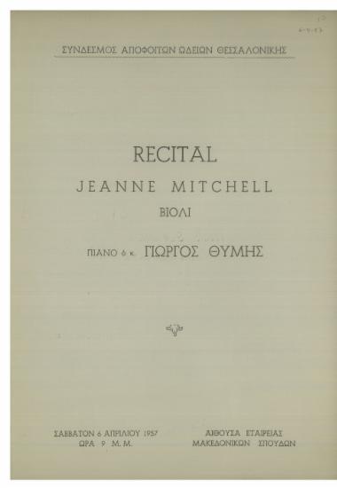 Recital Jeanne Mitchell