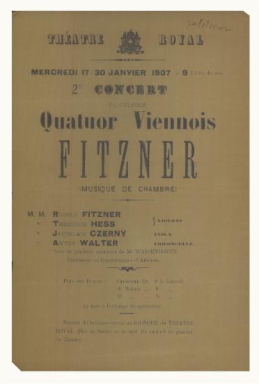 2d Concert du celebre Quator Viennois Fitzner
