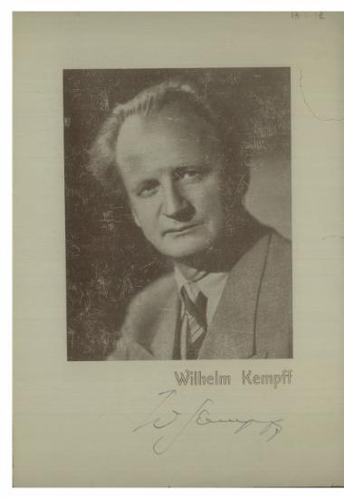 Ο διάσημος πιανίστας Wilhelm Kempff  : 10η συναυλία συνδρομητών
