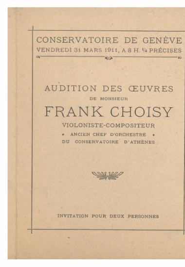 Audition des Oeuvres de Monsieur Frank Choisy