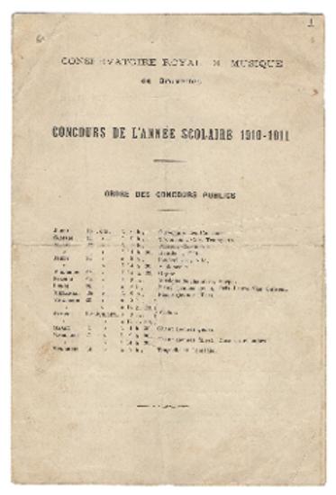 Conservatoire Royal de Musique de Bruxelles, Oevres de Musique du Chambre de Georges Poniridy, Πρόσκληση συναυλίας