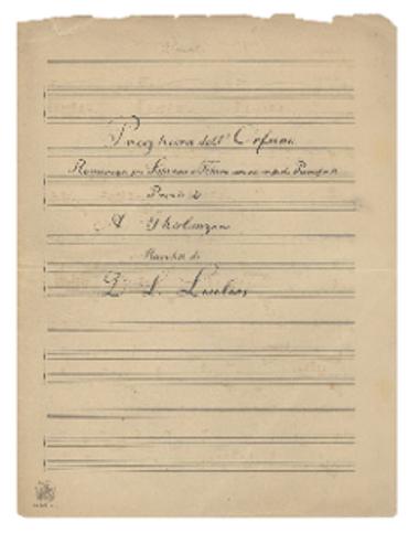 Preghiera dell` orfano: romanza per soprano o tenoro con accomp. di pianoforte