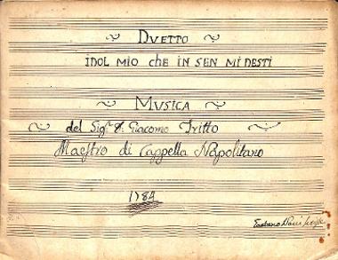 Il principe riconosciuto, opera [1780], duet Idol mio, sopr., tenor, and orch., score, ms., incomplete