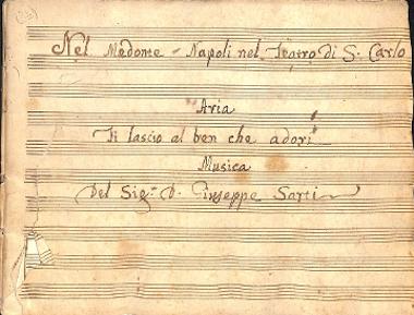 Medonte, re di Epiro, opera [1777], aria Ti lascio, sopr. and orch., score, ms.