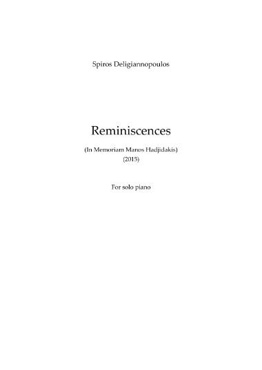 Reminescences in memorian Manos Hadjidakis, for solo piano