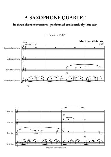 A saxophone quartet: in three short movements, performed consecutively (attacca)