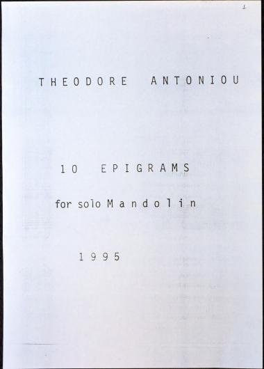 Ten Epigrams: for Solo Mandolin