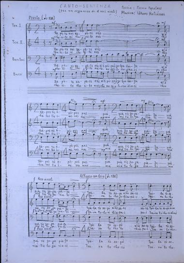 Canto - senteza: per un organico di 4 voci virili