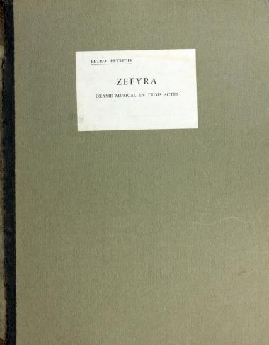 Zefyra: drame musical et trois actes - cinq tableaux