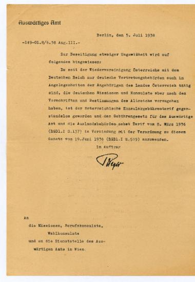 Ενημέρωση περί κατάργησης προξενικών τελών της (πρώην) Αυστρίας