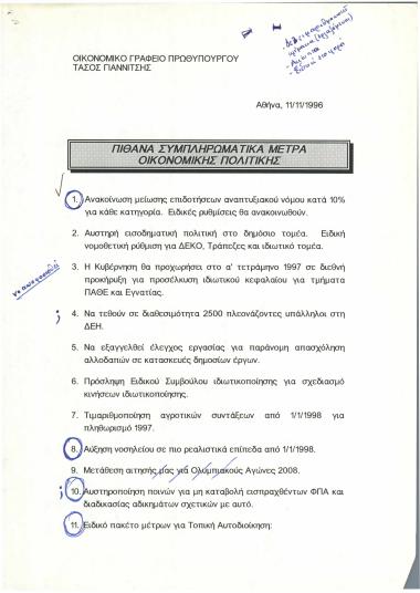 Πιθανά Συμπληρωματικά Μέτρα Οικονομικής Πολιτικής