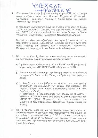 ΥΠΕΧΩΔΕ : Προτάσεις