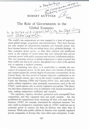 The role of governments in the global economy