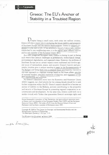 Greece: The EU's anchor of stability in a troubled region