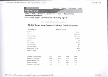 GRIS: Governance Research Indicator Country Snapshot- Romania