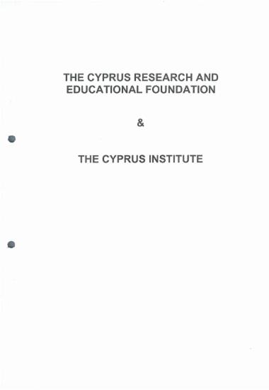 The Cyprus Research and Educational Foundation and The Cyprus Institute