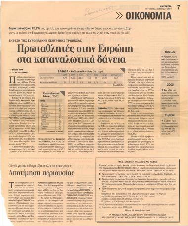 Πρωταθλητές στην Ευρώπη στα καταναλωτικά δάνεια