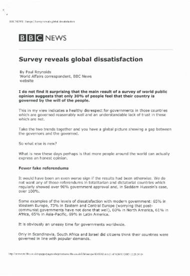 Survey reveals global dissatisfaction