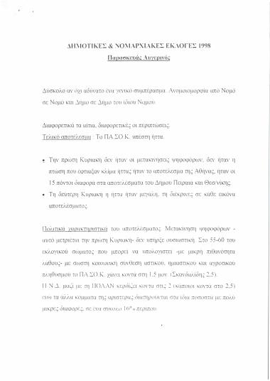 Δημοτικές & νομαρχιακές εκλογές 1998